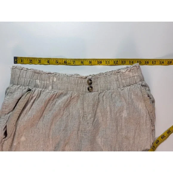 Briggs Linen Blend Straight Leg Pants Beige Elastic Waist Size L 1760053 - Picture 4 of 7